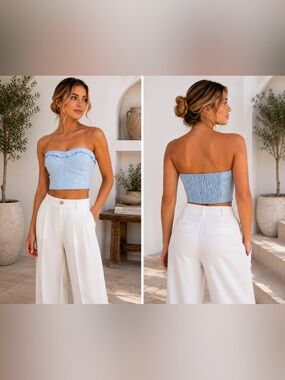 Maeve by Anthropologie Sky Blue Bustier Top Size Small NWT